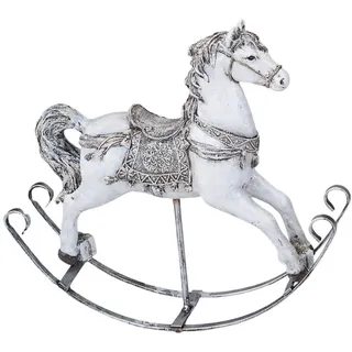 formano Weihnachtsfigur Schaukelpferd Deko weiß silber Nostalgie Winterzeit