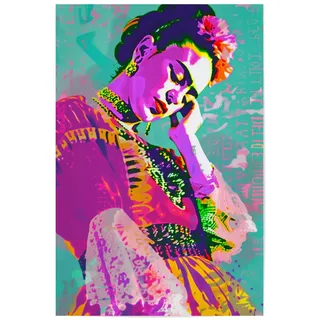 artboxONE Poster 75x50 cm Floral Bunte Popart Frida - Bild Portrait Frida Kahlo