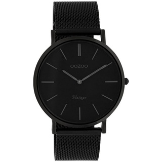 OOZOO Quarzuhr Oozoo Herren-Uhr schwarz, Herrenuhr rund, groß (ca. 40mm) Edelstahlarmband, Fashion-Style schwarz