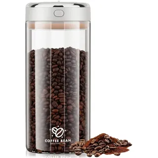 1700ML Vakuum Kaffeedose, Glas Kaffeebehälter Luftdicht mit Auslassventil | Kaffeebohnen Behälter Transparent mit Datumsanzeige, Kaffee Dose, Vakuum Aufbewahrung für Kaffeebohnen, Zucker, Tee, Nüsse
