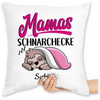 Kissen 40x40 Zierkissen - Mamas Schnarchecke - Mutti Mama Geschenk - 40 x 40 cm - Weiß - Geschenke für Schnarchen faultier füllung schnarch schnarchecken schnarchplatz snoring Corner Personalized