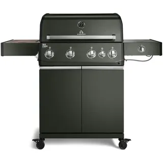 BURNHARD® Gasgrill 4-Brenner, 21,2 kW Gesamtleistung, Infrarot-Keramikbrenner, Edelstahl-Stabbrenner, Seitenkochfeld, Edelstahlrost, große Grillfläche, Piezo-Zündung – Big FRED Deluxe grün