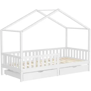 ML-Design Hausbett 90 x 200 cm Kiefer massiv weiß