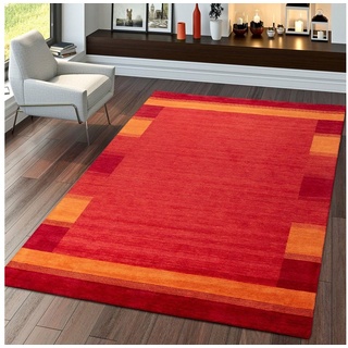 Teppich Handgertigter Indischer Gabbeh Aus 100% Wolle Bordüre Terrakotta Rot, TT Home, rechteckig, Höhe: 13 mm orange rechteckig - 240 cm x 340 cm x 13 mm