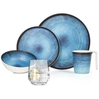 Moritz Geschirr-Set Camping Geschirr Deep Ocean + Milano Wassergläsern