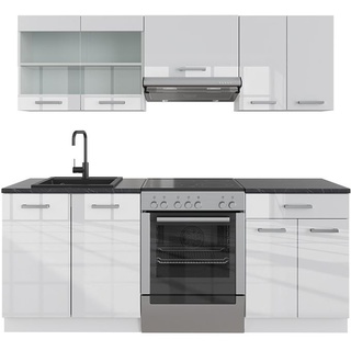 Livinity® Küchenzeile R-Line, 200 cm ohne Arbeitsplatte, Weiß Hochglanz/Weiß