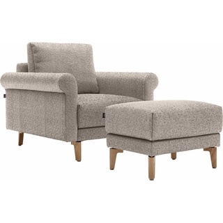 hülsta sofa Sessel hs.450, modern Landhaus, Breite 88 cm, Fuß Nussbaum beige|grau