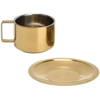 Kaffeetasse Gold, Modisches Design, Langlebig, Praktisch, Untertasse Aus Edelstahl Für Zuhause