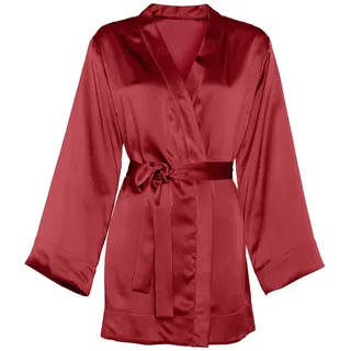 Sitheim-Europe Damenbademantel Satin-Bademantel in viele Farbe, Satin, Gürtel, Wunderbar weich rot