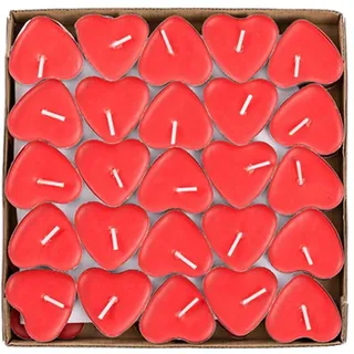 Gearmax 50pcs Teelicht Set Romantische Herz Kerzen Rauchfrei Teelicht für Geburtstag, Vorschlag,Hochzeit,Party(Rot)