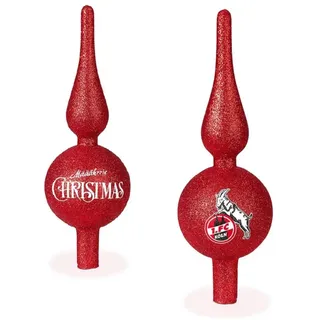1. FC Köln Weihnachtsbaumspitze - Rot Glitzer - Christbaum Schmuck ca. 25 cm Weihnachts Deko - Plus Lesezeichen I Love Köln