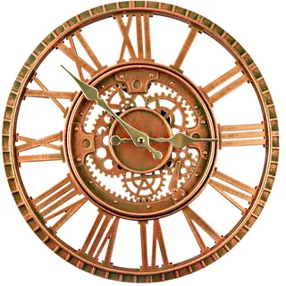 Taodyans Outdoor Wanduhr 30 cm Garten Uhren Wasserdicht Aussenbereich Wanduhr Vintage Küche Wohnzimmer Industrial 3D Wanduhr - Ticken (Rotes Kupfer)