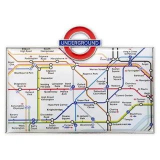 London Underground Mini Underground Map Metal Magnet (gwc), [Inf] Rot, Weiß und Blau, S