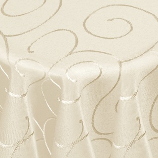 Kringel/Circle Tafeldecke Form, Größe & Farbe wählbar- Oval 130 x 260 cm - Champagner Damast Tischdecke