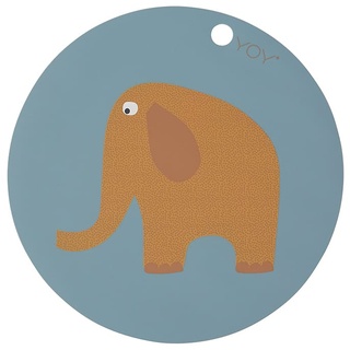OYOY mini Tischset "Elephant" in Blau - Ø 39 cm