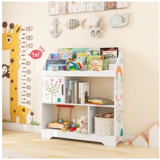 COSTWAY Bücherregal, Kinder, Spielzeugregal mit Fachern & Tür, weiß 93x30x100cm weiß