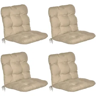 Beautissu Niedriglehner Auflage 100 x 50 x 8 cm beige 8-tlg.