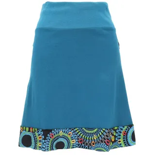 Guru-Shop Minirock Minirock mit besticktem Saum, Boho chic Rock,.. alternative Bekleidung blau S/M