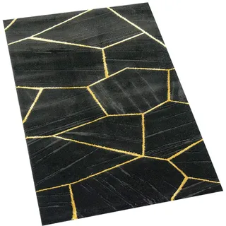 CARPETIA Teppich Wohnzimmer geometrisches Muster schwarz Gold Größe 60x110 cm