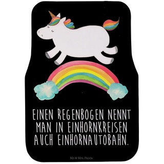 Fußmatte Einhorn Regenbogen - Schwarz - Geschenk, Einhorn Deko, Unicorn, Einho, Mr. & Mrs. Panda, Höhe: 0.5 mm schwarz