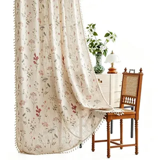 Agger Vorhang Boho-Blumen-Vorhang, halbtransparenter Vorhang im Landhausstil