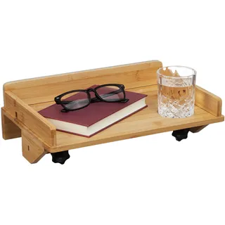 Relaxdays Bettablage, Mini-Nachttisch zum Klemmen, Bett & Hochbett, HBT 11,5 x 36 x 24,5 cm, Tablethalter, Bambus, Natur