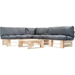 vidaXL Paletten-Lounge-Set 4-tlg. grau