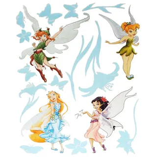 alles-meine.de GmbH 17 TLG. Set XXL - Wandtattoo/Fensterbild/Sticker groß - Tinkerbell Fairies Feen mit Blumen - Wandsticker selbstklebend Fairy - Kinderzimmer für Mädchen
