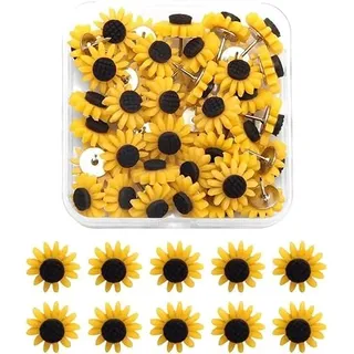 30 Stück gelbe Sonnenblumen-Reißzwecken, Blumen-Reißnägel, Korktafel, dekorative Reißzwecken, Reißzwecken, Kartennadeln für Fotos, Pinnwände, Bürobefestigungen