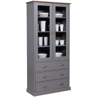 Interlink Vitrinenschrank Luzerna 90 x 190 x 38 cm Grau