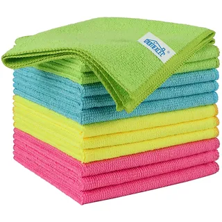 HOMEXCEL Mikrofasertücher 12 Stück, Wiederverwendbare Küchen-Mikrofaser-Reinigungstücher, Lappen Putztücher Geschirrtücher, Fusselfreie Waschbare für Zuhause, Fenster, Auto 30 x 30 cm