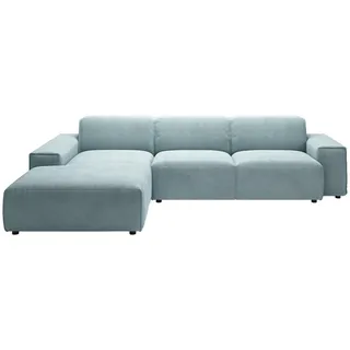 Pure Home Lifestyle Ecksofa 9125, Hellblau, Kunststoff, 4-Sitzer, Ottomane links, L-Form, 300x189 cm, Goldenes M, Made in EU, Oeko-Tex® Standard 100, DGM-Emissionslabel, seitenverkehrt erhältlich, Hocker erhältlich, Wohnzimmer, Sofas & Couches, Wohnlandschaften, Ecksofas