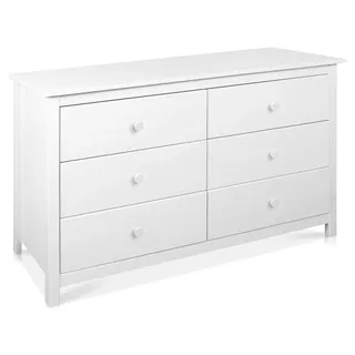 Kommode Sideboard Schrank 6 Schübe TOBINO Massivholz Kiefer Holz weiss lackiert