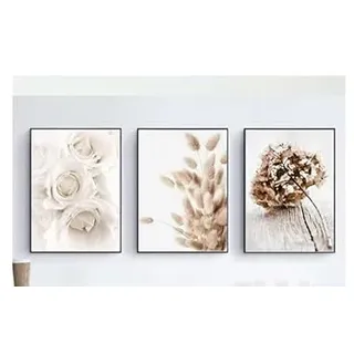 Qualität Poster 3 Stück Set, Modernes Poster Stilvolle Pfingstrose Blume Wandkunst Natürliches Pampasgras Bild Rahmenlose Kunst Poster Heimdekoration (fig. reaktionär,50 * 70CM)