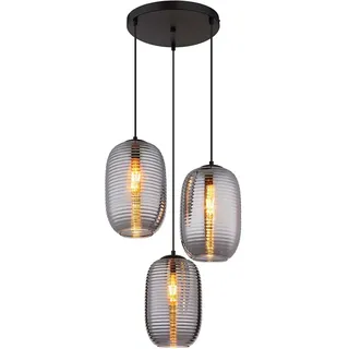 GLOBO LED Hängeleuchte 3-flg. D 47 cm rund Grau/Glas