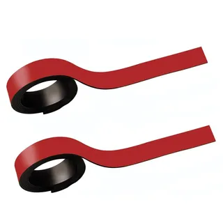 Maul Magnetstreifen 0,5 cm x100 cm, 2 Stück) | Magnetband selbsthaftend auf magnetischen Oberflächen | Magnetklebeband individuell zuschneidbar | Beschriftbar mit Marker | Rot