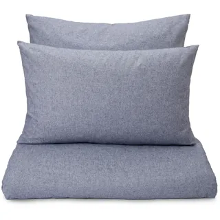 URBANARA Melloa Flanell-Kissenbezug 2er Set 40x80 cm I 50% Tencel Lyocell & 50% Baumwolle Made in Portugal I Weich & Kuschelig I Warme Winterbettwäsche, Oeko Tex Standard 100 I Blau
