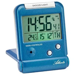 Atlanta Reisewecker Digital Funk blau Repetition Licht Kalender