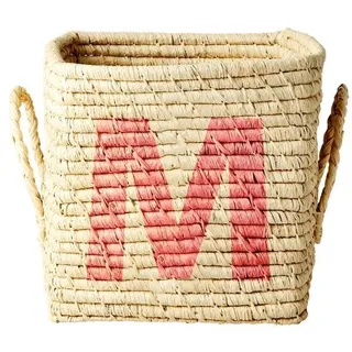 RICE Raffia Buchstaben Korb ABC, L20 x B20 x H20cm, natur, M