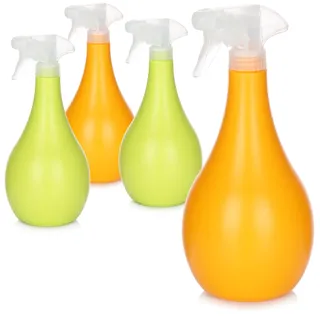 com-four® 4x Blumensprüher - Sprühflasche mit 28/400 Gewinde zur Bewässerung von Pflanzen - Wassersprühflasche zum Wasserzerstäuben (orange/grün)