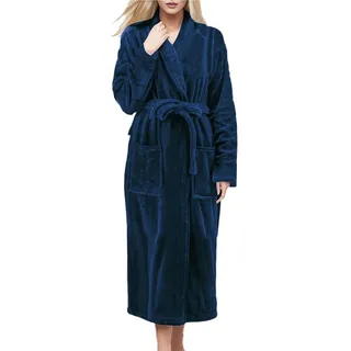 Generisch Bademantel Damen - Leicht Lang mit Kapuze Flauschig Frottee Schlafmantel Einfarbig Casual Fleece Hausmantel Bequemer Reisebademantel Kapuzenbademantel