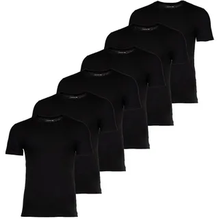 LACOSTE Herren T-Shirts, 6er Pack - Essentials, Rundhals, Slim Fit, Baumwolle, einfarbig Schwarz S