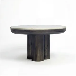 Wohnling Couchtisch rund Weiß Marmor 60 x 35 x 60 cm