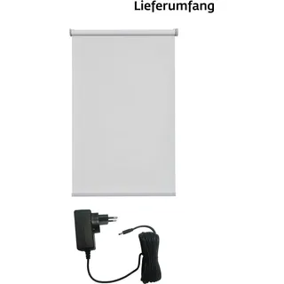Elektrisches Rollo New York, sunlines, Lichtschutz, mit Bohren, freihängend, verschraubt, appgesteuert via Bluetooth, mit Motor und Akku, weißer Fallstab grau 200 cm x 180 cm