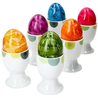 van Well Eierbecher 6x Rondo Eierbecher Kreise Eierhalter Eierständer Porzellan Ostern bunt