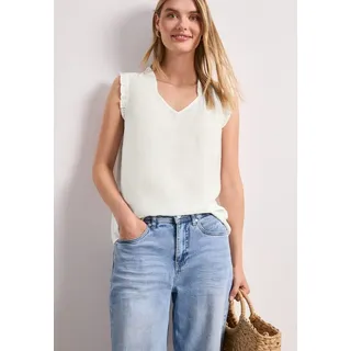 STREET ONE Rüschenbluse Sommertop mit V-Neck und Rüschen weiß 42 EU