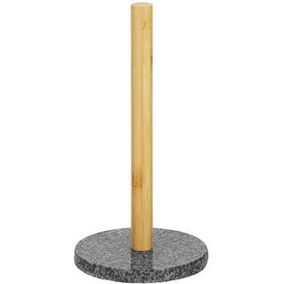 SPRINGOS Küchenrollenhalter Bambus Granit Küchenpapierhalter Rollenhalter Stehend Papierrollenhalter 29,5 cm