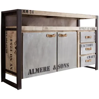 Loft Industrial Style Sideboard Altholz massiv Kommode Anrichte Mehrzweckschrank