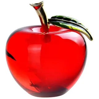 6 cm Kristall Apfel Figur Briefbeschwerer Glas Kunst Apfel Sammlerstück Figuren Geschenke für Hochzeit Geburtstag Weihnachten und Heimdekoration (rot)