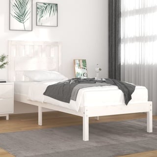 vidaXL Massivholzbett Weiß Kiefer 90x200 cm - Bettgestell - Bettgestelle - Bett - Einzelbett